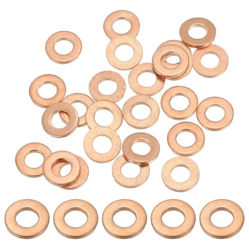 PATIKIL Anilla de arandela de cobre M4, 25 piezas, 4mm ID 8mm OD 1mm de espesor, arandela plana métrica de sello de cobre para tornillos, pernos,