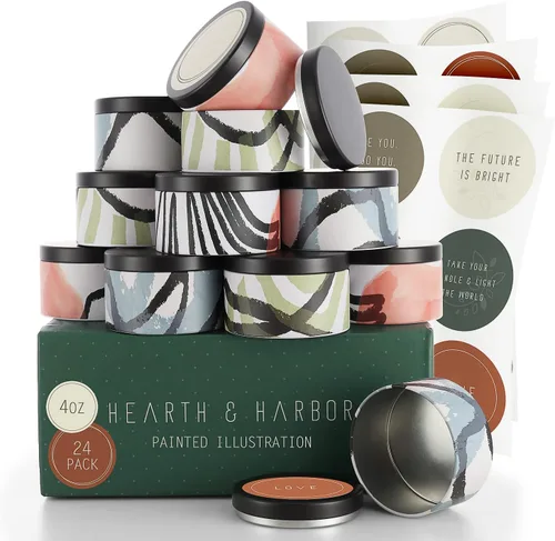 Miniatura 15 de Hearth & Harbor Tarros de vela de lata para hacer velas, contenedores de velas de bricolaje con tapas, tarros de velas de metal, almacenamiento