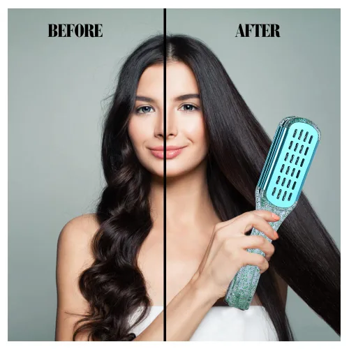 Miniatura 5 de Cepillo de pelo con abrazadera de cerdas de jabalí, enderezadora de cerámica de doble cara con abrazadera, desenredar y peinar el cabello