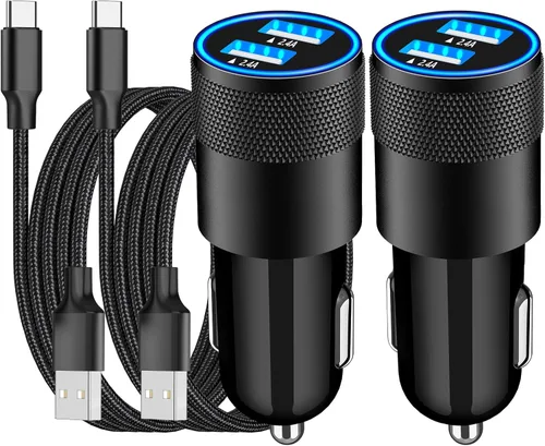 Miniatura 10 de Cargador rápido para automóvil con certificación MFi de Apple, paquete de 2 unidades de 4.8 A, cargador USB dual de 4.8 A, cargador Carplay USB