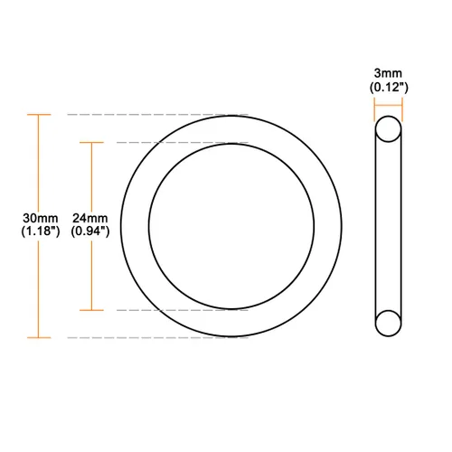 Miniatura 2 de Aros de silicona uxcell, de 30mm de diámetro exterior, 24mm de diámetro interior, 3mm de ancho, junta de sellado VMQ, color blanco, paquete de 20
