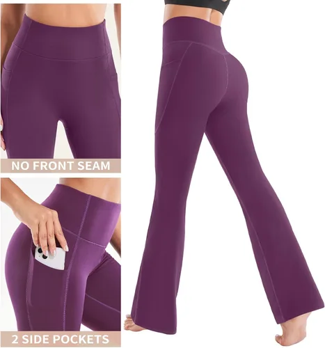 Miniatura 3 de Ewedoos Pantalones con forro polar para mujer, pantalones térmicos con bolsillos, cintura alta, pantalones cálidos para mujer, pantalones de yoga