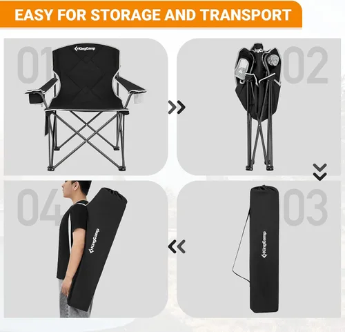 Miniatura 6 de KingCamp Silla plegable portátil para camping, asiento totalmente acolchado con bolsillo lateral y soporte para tazas, para portones traseros