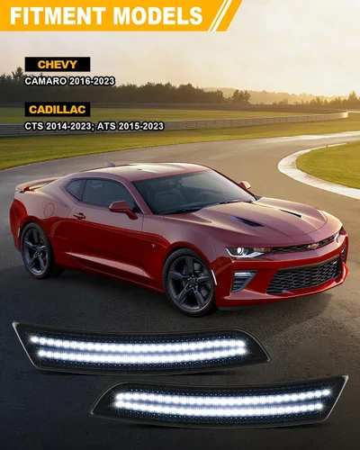 Miniatura 7 de Marcador lateral LED luces blancas para Chevy Camaro 2016-2023 compatible con Cadillac CTS ATS 2014-2023 parachoques delantero trasero Fender