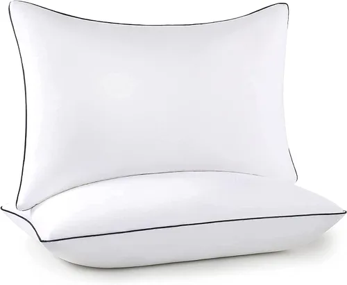 Juego de 2 almohadas de cama de tamaño estándar para dormir, juego de 2 para dormir de lado, espalda y estómago, almohadas de lujo con relleno