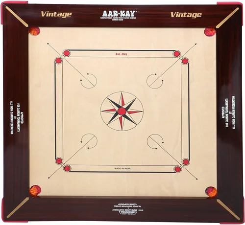 Tablero AAR-Kay Carrom de madera contrachapada vintage aprobada por la Federación Carrom de India y la Federación Internacional Carrom (1.417 in,