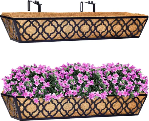 Miniatura 16 de HFHOME Paquete de 2 macetas de barandilla de 24 pulgadas, macetas de ventana resistentes, macetas ajustables para balcón para colgar barandillas