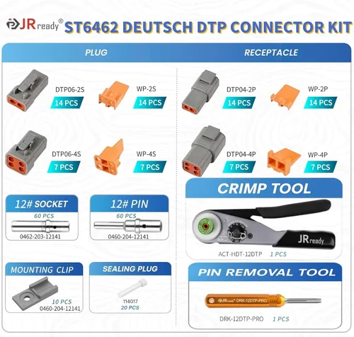 Miniatura 2 de JRready 6 pares de conectores Deutsch de 1 pin, ST6287-0106 IP67, impermeable, DTHD, conector de un solo pin para aplicaciones de alta resistencia
