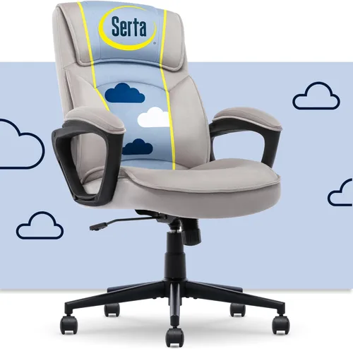 Miniatura 18 de Serta® Hannah Silla ejecutiva para oficina en casa, ergonómica de respaldo medio con soporte lumbar, cojín de asiento firme, almohadas corporales