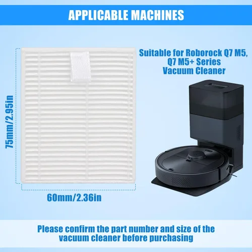 Miniatura 2 de Filtros de repuesto para Roborock Q7 M5: Para Q7 M5+/Q7 L5/Q7 L5+ Filtro de filtro vertical de limpieza del hogar, filtro de repuesto, lavable y 4