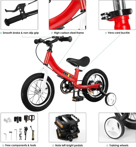 Miniatura 4 de Balance Bike 2 in 1,The Dual Use of a Kids Balance Bike and Toddler Bike, for 2 3 4 5 6 7 Years Old -12 14 16 Inches with Training Theory, Brake