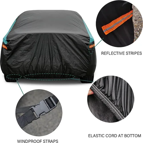 Miniatura 3 de GUNHYI Cubierta impermeable para automóvil para todo clima, ajuste universal Tesla Model S, Audi A6/A7/A8, Dodge Charger, Mercedes Benz Clase S S500