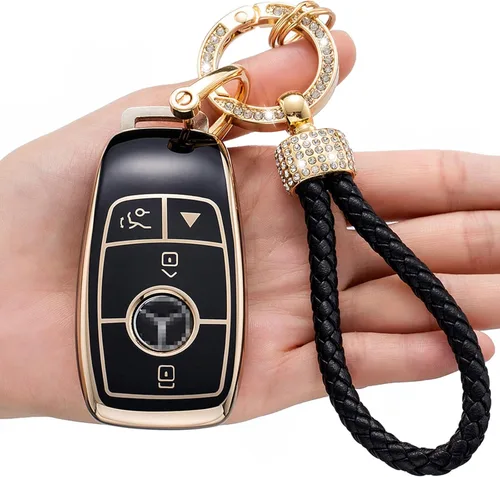Funda para llavero Mercedes, compatible con 19-21 Clase A Clase C Clase G 17-20 E, Clase S antipolvo protección completa, Modelo A (negro)., Negro,