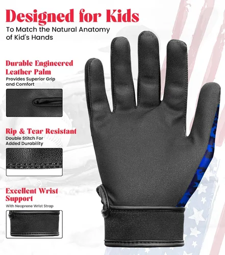 Miniatura 2 de Guantes de bateo para jóvenes de Exxact Sports con mangas para brazos para niños y niñas, guantes de béisbol para niños para bateo de sóftbol