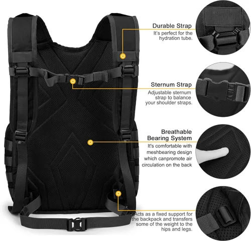 Miniatura 5 de Mardingtop - Mochilas tácticas Molle (Equipo modular de transporte de carga ligera), estilo militar, de 25 litros, para senderismo, acampar, viaje