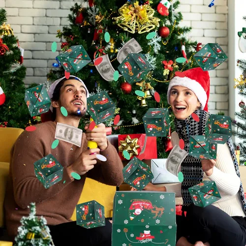 Miniatura 2 de Caja de regalo explosiva sorpresa de Navidad de BABORUI para dinero, caja de regalo explosiva de Navidad con confeti, caja sorpresa desplegable