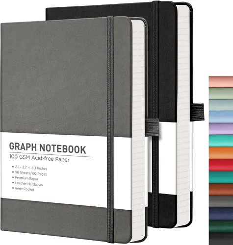 Miniatura 63 de RETTACY Cuaderno rayado, 2 paquetes, 192 páginas numeradas por paquete, tamaño A5 mediano (5.7 x 8.3 pulgadas), para hombres y mujeres, escritura
