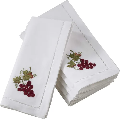 Miniatura 49 de Juego de 6 servilletas bordadas de magnolia hechas a mano con borde cosido