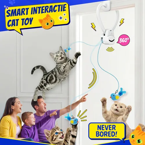 Miniatura 2 de CATPICK Juguetes Interactivos para Gatos de Interior Pájaro Volador Eléctrico Automático Juguete de Pluma y Ratón - Mejor Juguete de Enriquecimiento