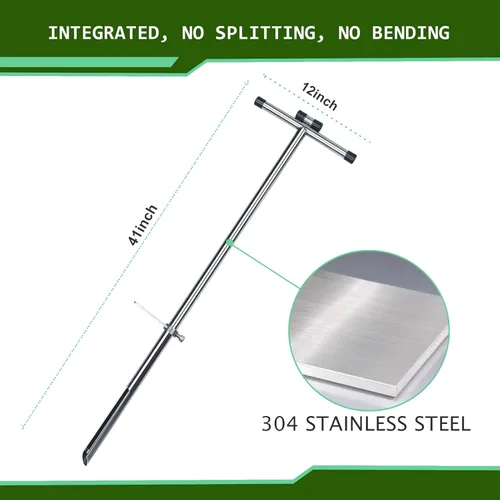 Miniatura 3 de KAXIWEI Sonda de muestra de suelo de 40 pulgadas de acero inoxidable 304, sonda de muestra de suelo tubular con eyector y pedal para muestreo