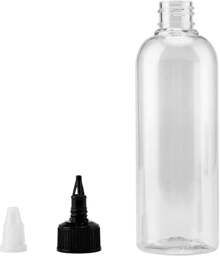 Miniatura 5 de JAPCHET 60 botellas vacías de plástico de 4 onzas, botellas de plástico de 4.1 fl oz con tapa superior giratoria, botellas transparentes