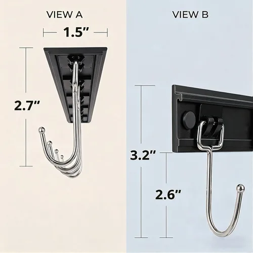 Miniatura 7 de Cociat 2 piezas de estantes para utensilios con 8 ganchos, soportes para utensilios de cocina colgantes de 17 pulgadas, estante multifuncional