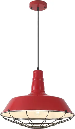 Miniatura 10 de Lámpara colgante negra de granja, luces colgantes grandes de 18.1 pulgadas, isla de cocina, lámpara colgante industrial con jaula de alambre, luz