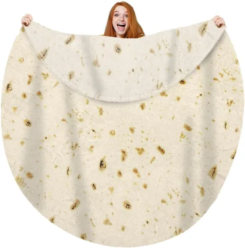 Miniatura 9 de Moonysweet Manta de tortilla de doble cara para adultos y niños, manta de comida novedosa, franela de vellón mullido, diseño realista