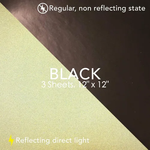 Miniatura 2 de Turner Moore Edition - Adhesivo permanente de vinilo reflectante negro, hojas de vinilo reflectante de 12 x 12 pulgadas para Cricut, autos