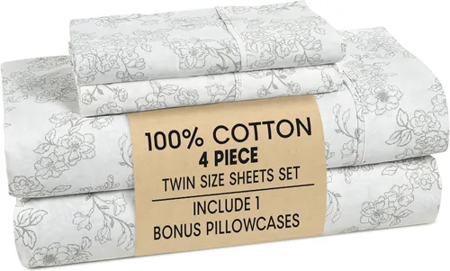 Miniatura 91 de Casa Platino Sábanas de cama individual XL, sábanas de 100 % algodón con 2 fundas de almohada, tejido percal crujiente y sensación acogedora, verde