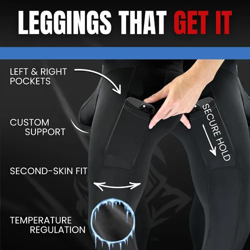 Miniatura 8 de RM Real Men ABCD Pouch Compression Pants - 1, 2 and 3 Pack, Mens Leggings, Yoga Pants, Tights, Base Layer Men Cold Weather
