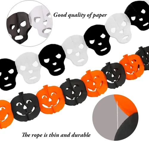 Miniatura 4 de Decoraciones de fiesta de Halloween, pancarta de calabaza naranja con purpurina negra todo en uno para fiesta temática de Halloween, kit