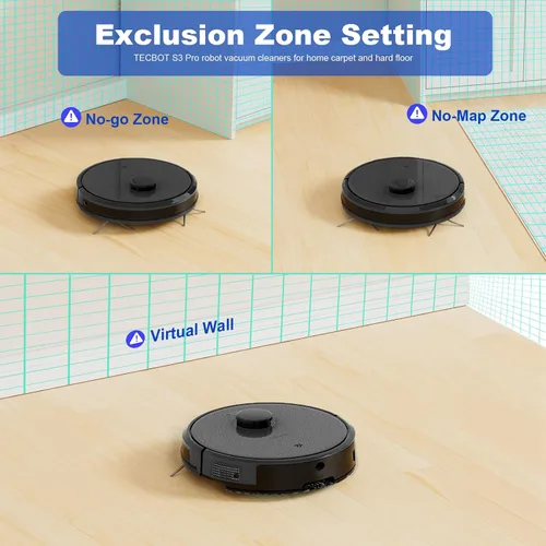 Miniatura 2 de TECBOT S3 PRO - Aspiradora robótica y trapeador, navegación LiDAR, 150 minutos de funcionamiento y succión de 4,000 Pa, robot aspirador de carga