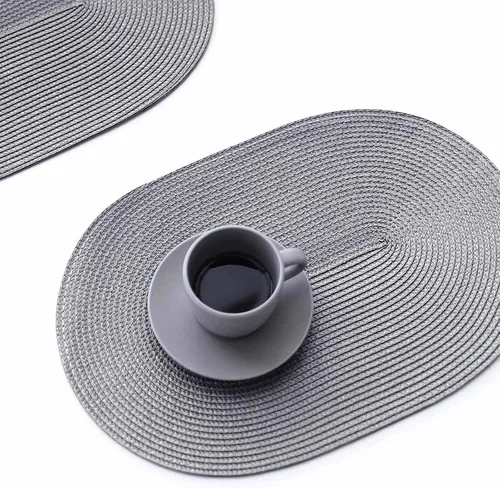 Miniatura 11 de FunWheat Juego de 4 manteles individuales ovalados trenzados para mesas de comedor, lavables, resistentes al calor, para uso en interiores y Beige