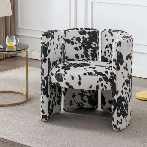 Miniatura 7 de chairus Silla de comedor moderna única de terciopelo, bonita y cómoda, tapizada, para sala de estar, dormitorio, recepción, vaca