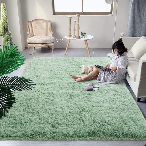 Miniatura 58 de DweIke Alfombras Shag Esponjosas Azules para Dormitorio Sala de Estar, 5x8 Grande Suave Felpa Tie-Dye Azul Cielo para Niñas y Niños, Alfombra Azul
