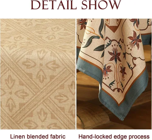 Miniatura 5 de patdrea - Mantel suave y duradero de lino francés, mantel floral de diseñador para cocina y comedor, para mesas rectangulares, para fiestas y Fram