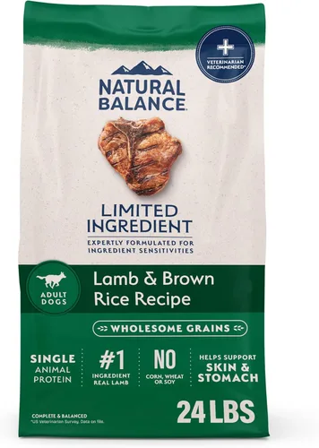 Miniatura 21 de Natural Balance Alimento seco para perros adultos de ingredientes limitados con granos saludables, receta de cordero y arroz integral, 12 libras
