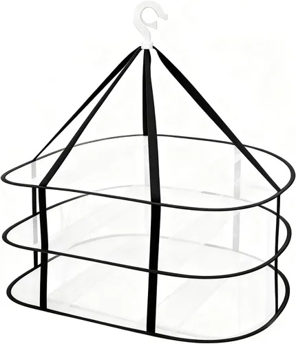 Miniatura 9 de Estante de secado de ropa plegable grande, estante de secado de ropa, estante portátil de secado de suéter, secadora de aire colgante de malla, Gris