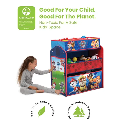 Miniatura 4 de Delta Children Organizador de juguetes para diseño y almacenamiento de 6 compartimientos, certificado Greenguard Gold, Nick Jr. PAW Patrol & Design