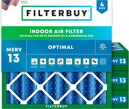 Miniatura 33 de Filterbuy Filtro de aire MERV 13 de 8 x 14 x 1 pulgadas, protección óptima contra el humo y la alergia (paquete de 4), filtros electrostáticos