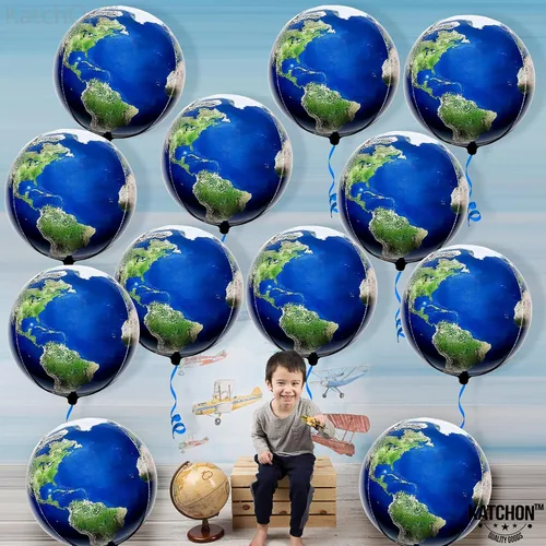 Miniatura 4 de Paquete de 12 globos con diseño de planeta en 4D para decoración del Día de la Tierra, 22 pulgadas, 360 grados, para decoraciones de fiestas