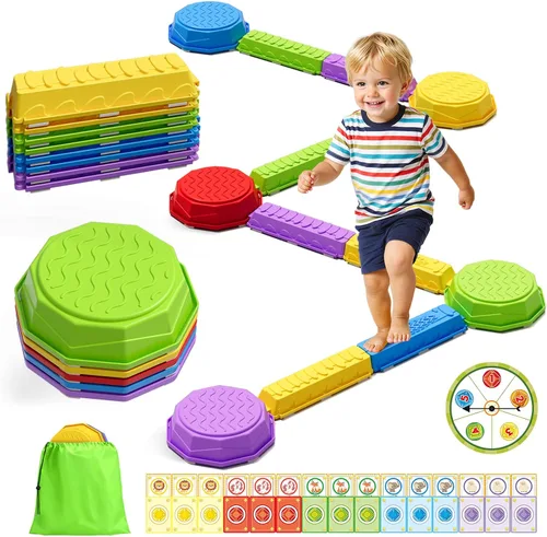 Wee Wonders Piedras de equilibrio para niños, juguetes sensoriales antideslizantes para carreras de obstáculos para niños pequeños, piedras de