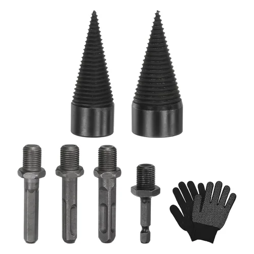 Miniatura 11 de M METERXITY Paquete de 1 broca divisora de madera de 1.260 in + 4 asas (cuadrada+redonda+vástago hexagonal+hexagonal pequeño) broca divisor de leña