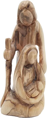 Miniatura 13 de Zuluf HOF027 - Figura de madera de olivo de 3.1 pulgadas, pequeña Natividad tallada a mano de José, Virgen María y Niño Jesús, inauguración de casa