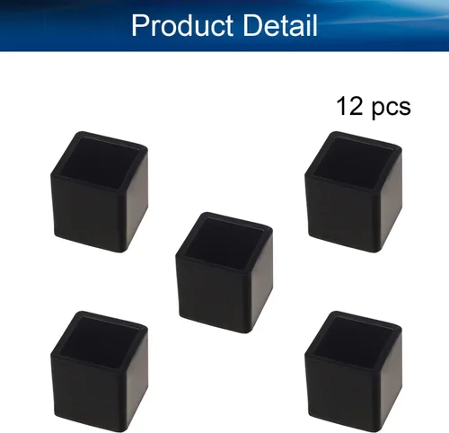 Miniatura 4 de 12 piezas de 0.79 x 0.79 pulgadas de plástico para pies cuadrados, protector de suelo deslizante para muebles, reduce el ruido, evita arañazos