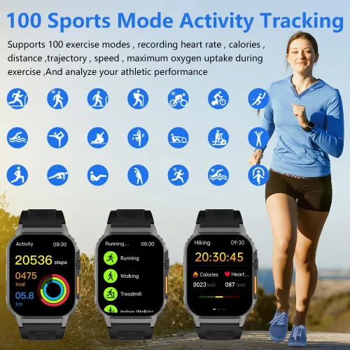 Miniatura 7 de Reloj inteligente para hombres y mujeres (marcado/respuesta de llamadas), rastreador de actividad con monitor de frecuencia cardíaca/sueño, 100