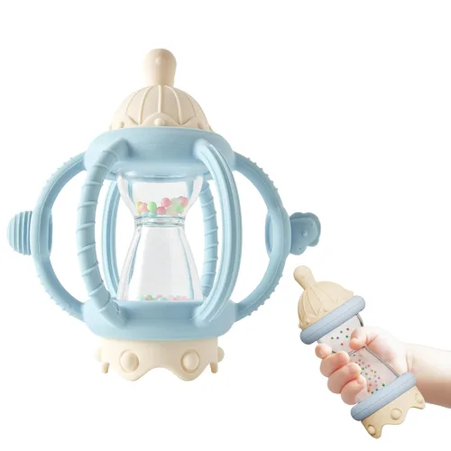 Juguetes sensoriales Montessori para bebés, mordedores de silicona para bebés de 3 a 6 a 12 meses, regalos para recién nacidos, niños y niñas (azul)