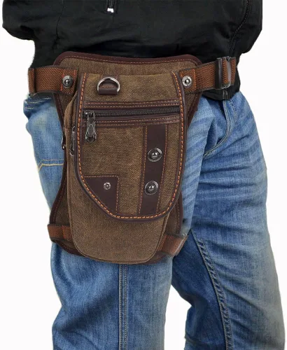 Miniatura 2 de Bolso de mensajero de lona vintage para hombre, bolso de mensajero de retazos de cuero en el pecho