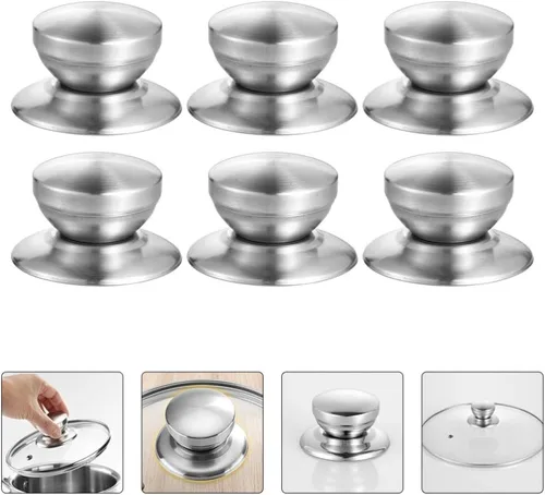 Miniatura 4 de Hemoton Juego de 6 perillas de tapa de olla de repuesto, mango de tapa de cacerola, mango de cacerola, tapa de perilla, cubierta de hervidor
